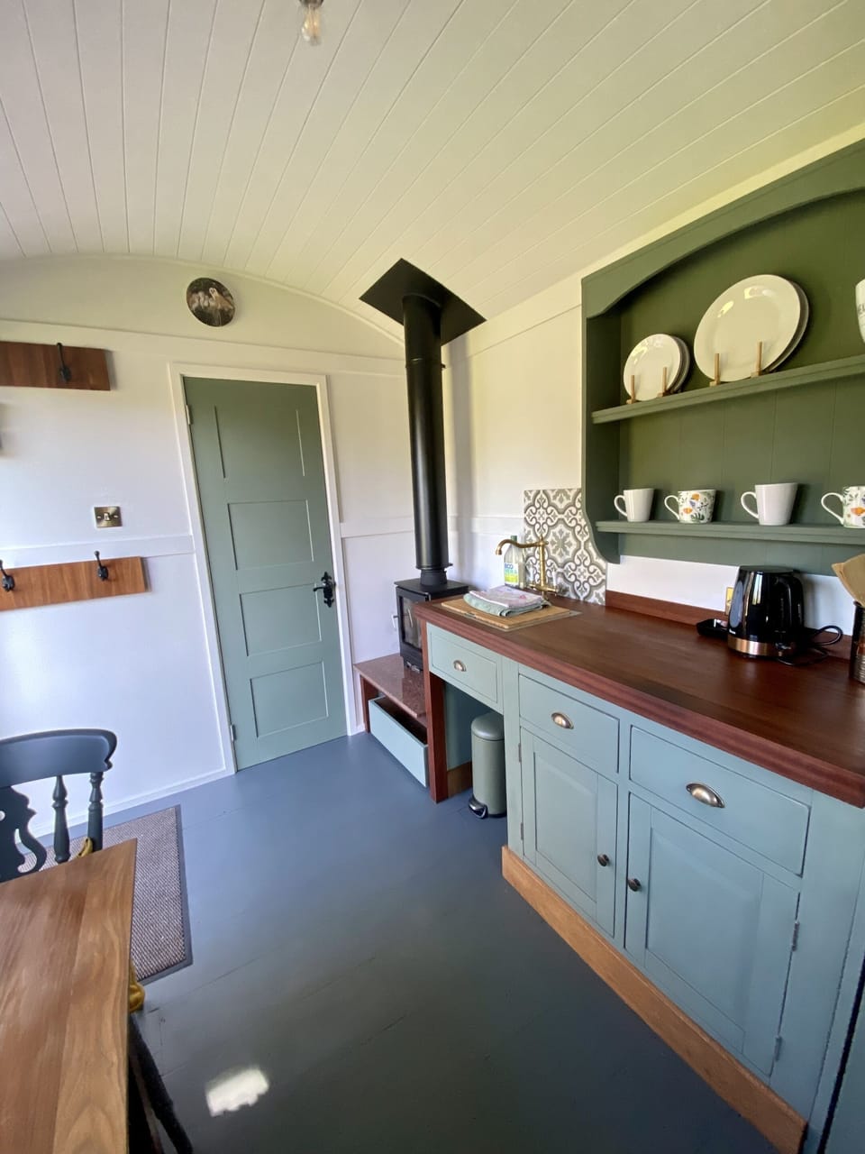 Inside the hut 