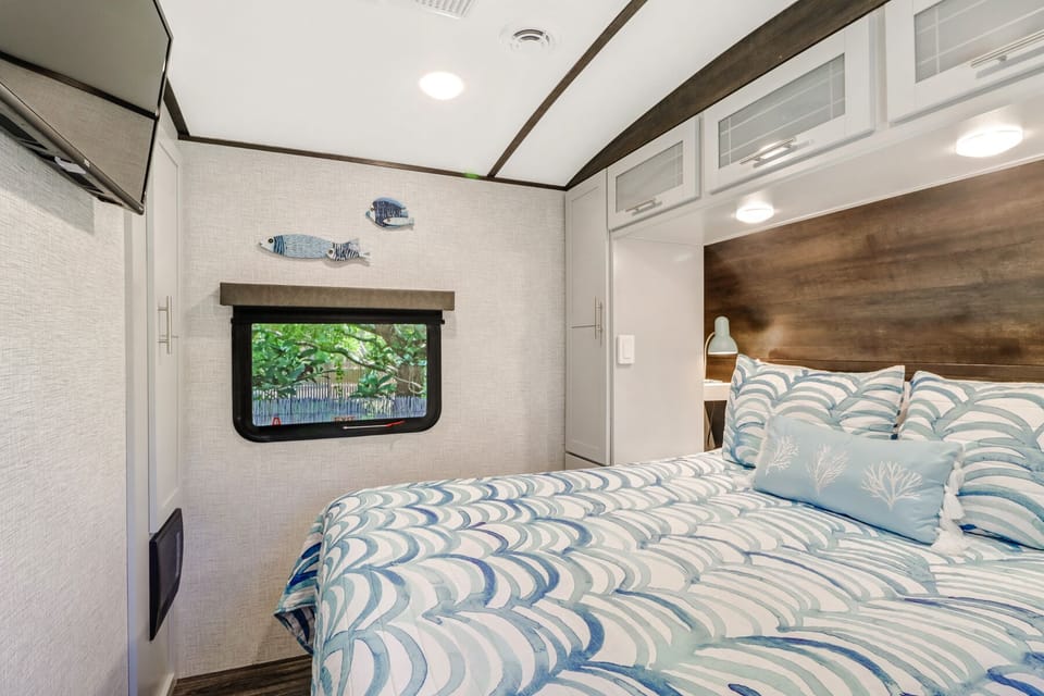 Smart, WiFi flat screen TV in the bedroom, and PLENTY of room/storage to unpack!