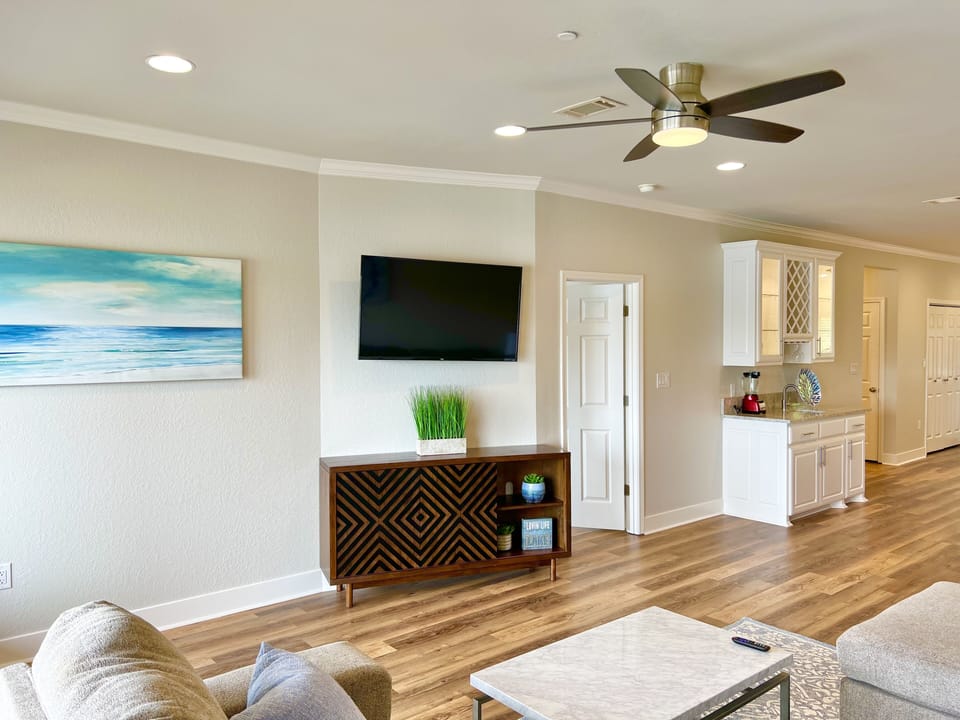 Catch your favorite shows in the spacious living room.