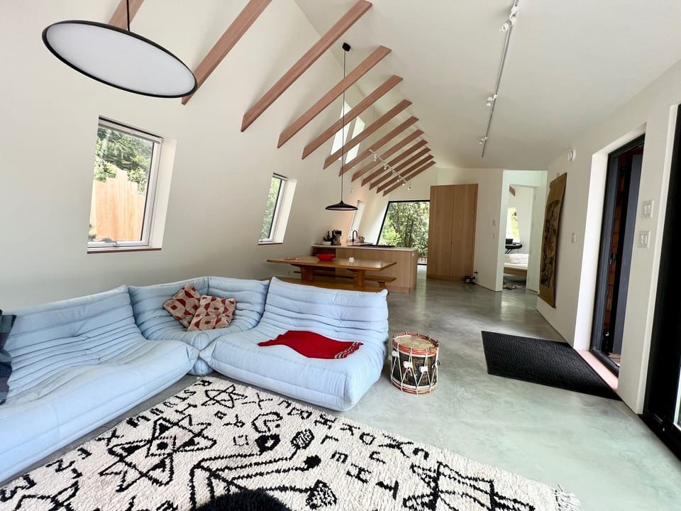 open concept kitchen, living, dining 