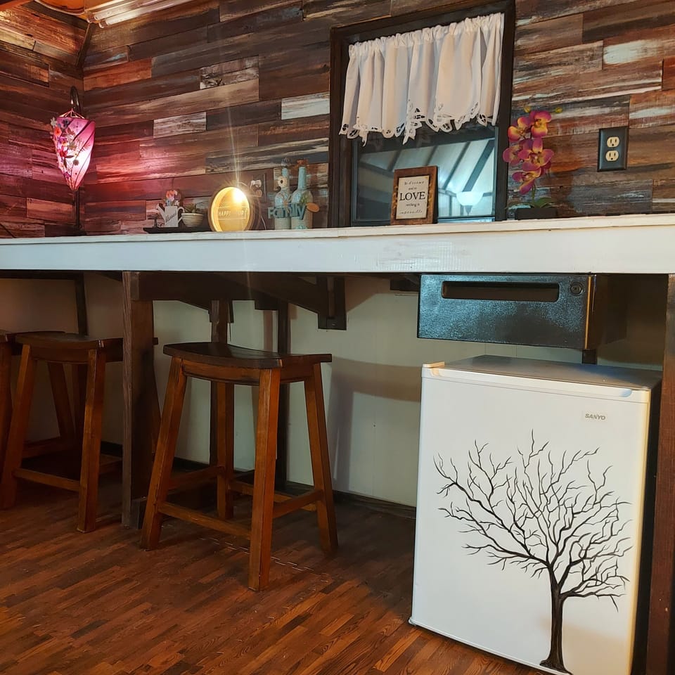 Small refrigerator will hand painted tree for that extra touch