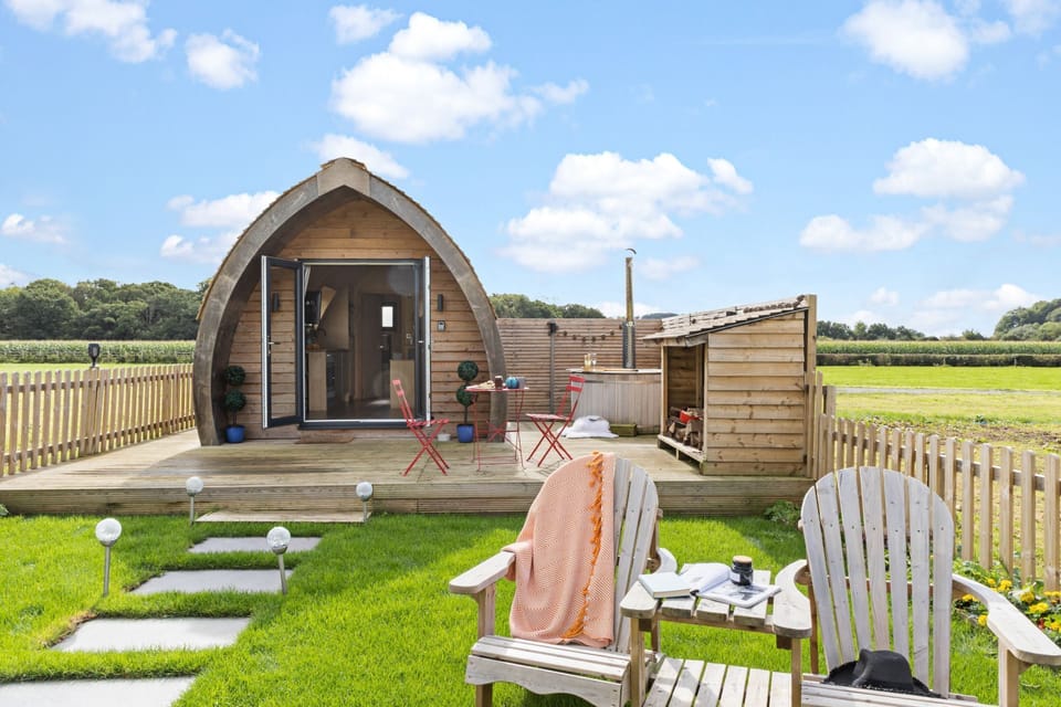 Outside space with lawn, decking, hot tub and outdoor seating - The Nave, Cathedral View
