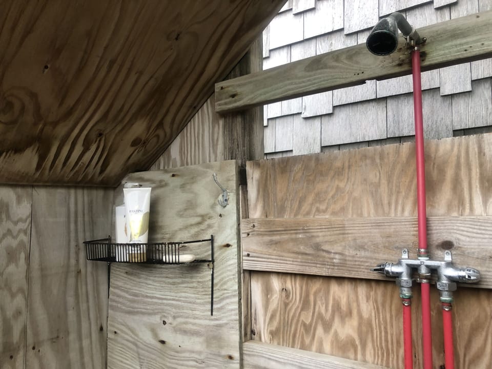 Private outdoor shower with hot water




