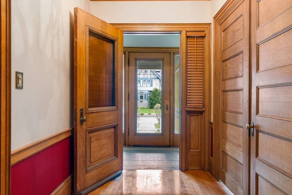View to front door of home