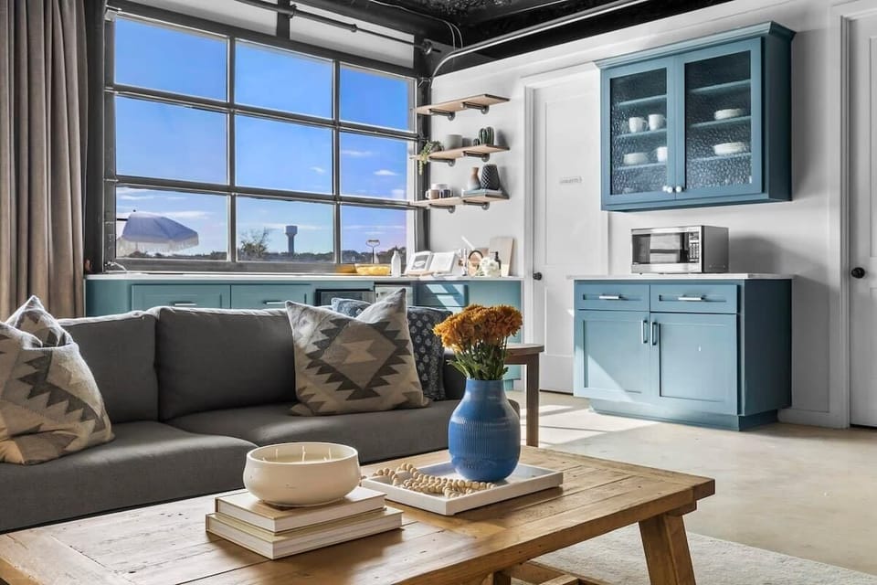 Relax in our pool house living area.