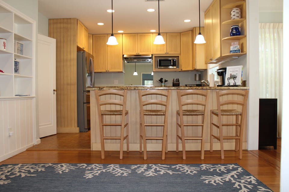 Four bar stools for additional seating at meals...