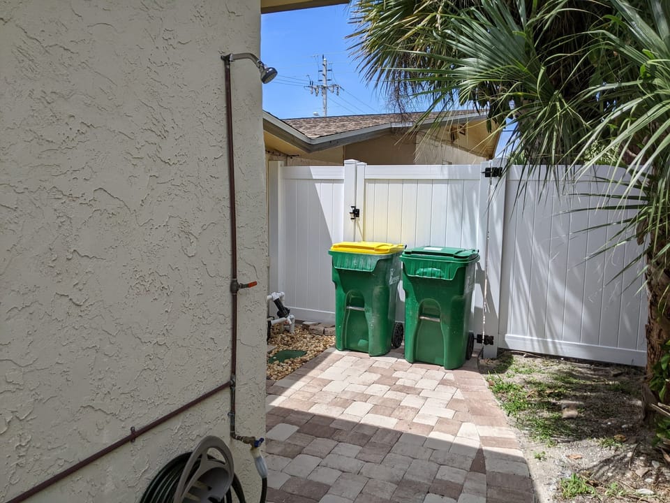 Outdoor shower to rinse off the salt and sand after a day at the beach