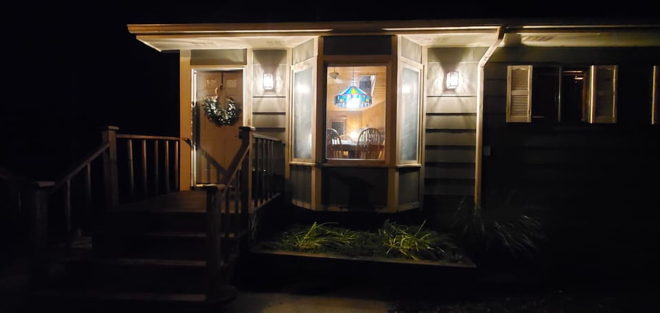 view out front at night 