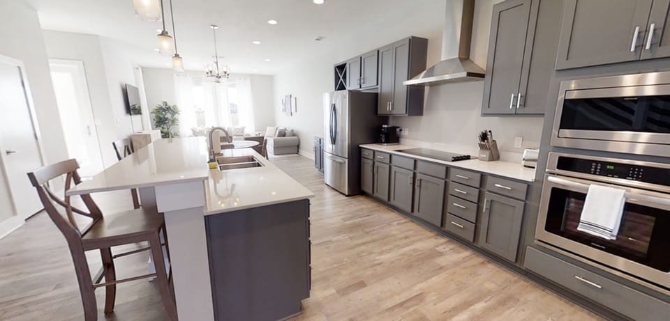 Kitchen island seatting for two.