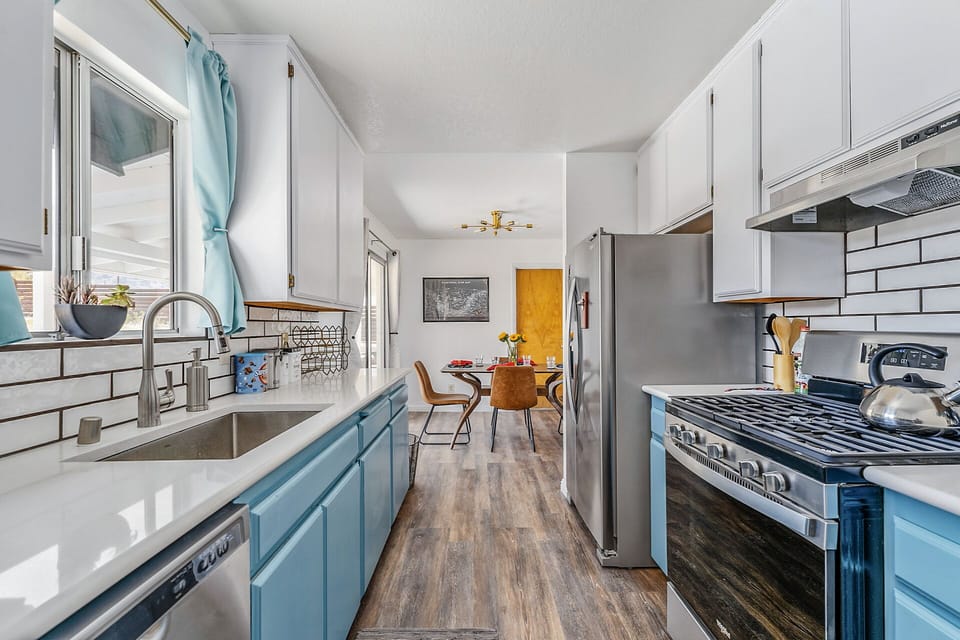 Fully equipped galley kitchen with everything you need!

view to dining area