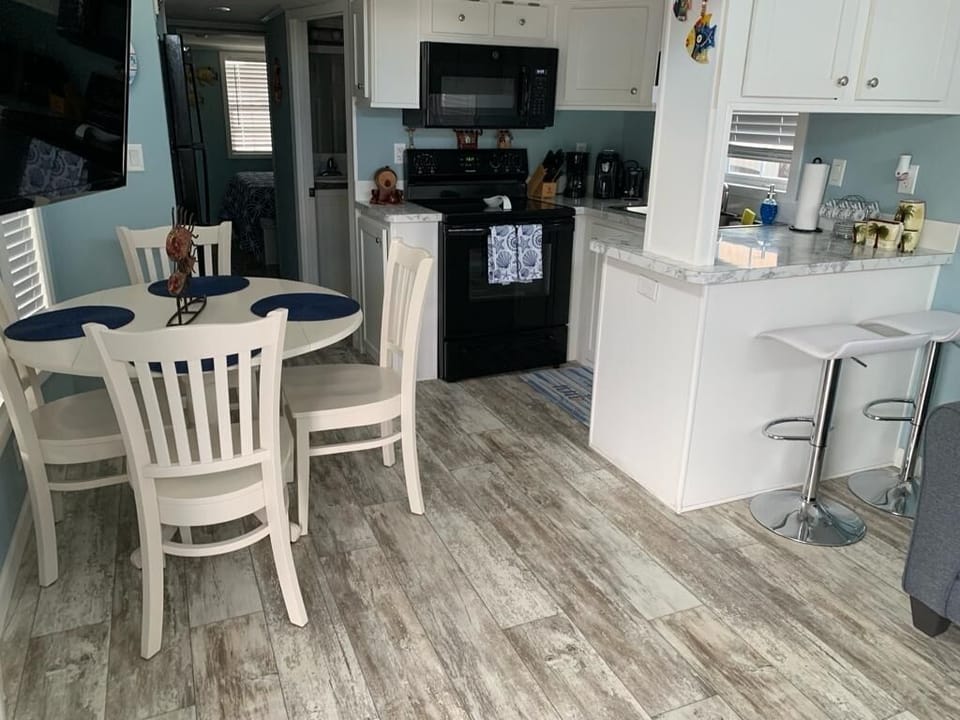 View of the dining area and kitchen