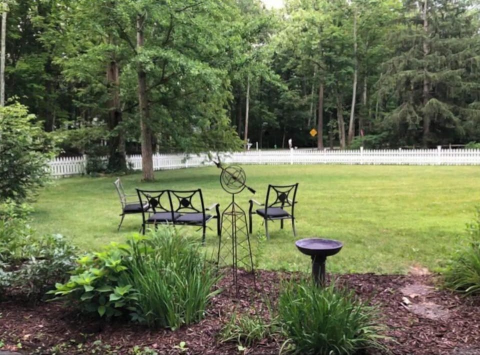 Sit near the garden and enjoy nature, or read. Yard games available!