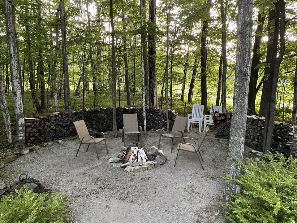 Fire pit with firewood provided