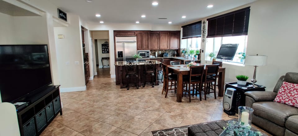 View of dining & kitchen from family room