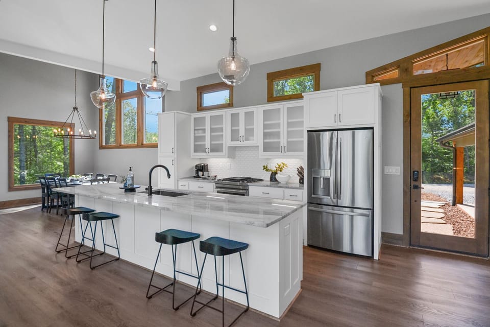 Gorgeous chef's kitchen is the perfect place to gather and cook.