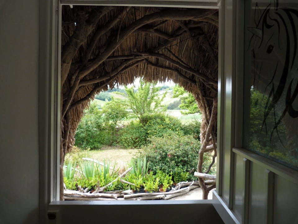 View out of the top half of the stable door for Unicorn Stable.