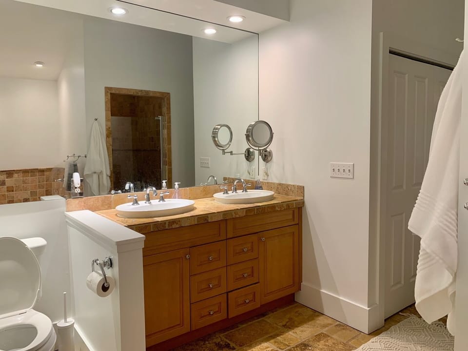 Master bath, tub and shower. 