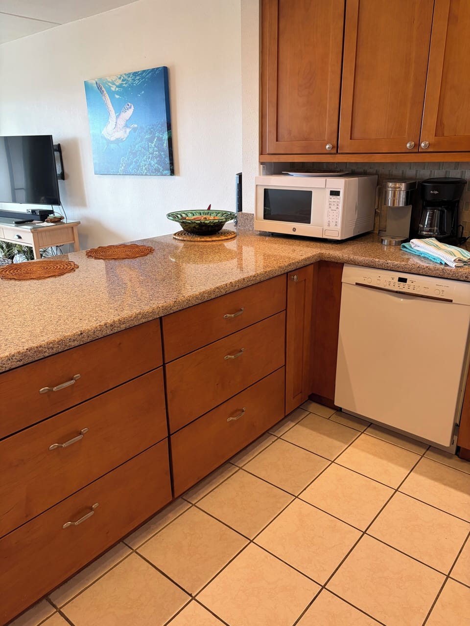 Kitchen- Dishwasher, microwave, Coffee pot and Keurig coffee