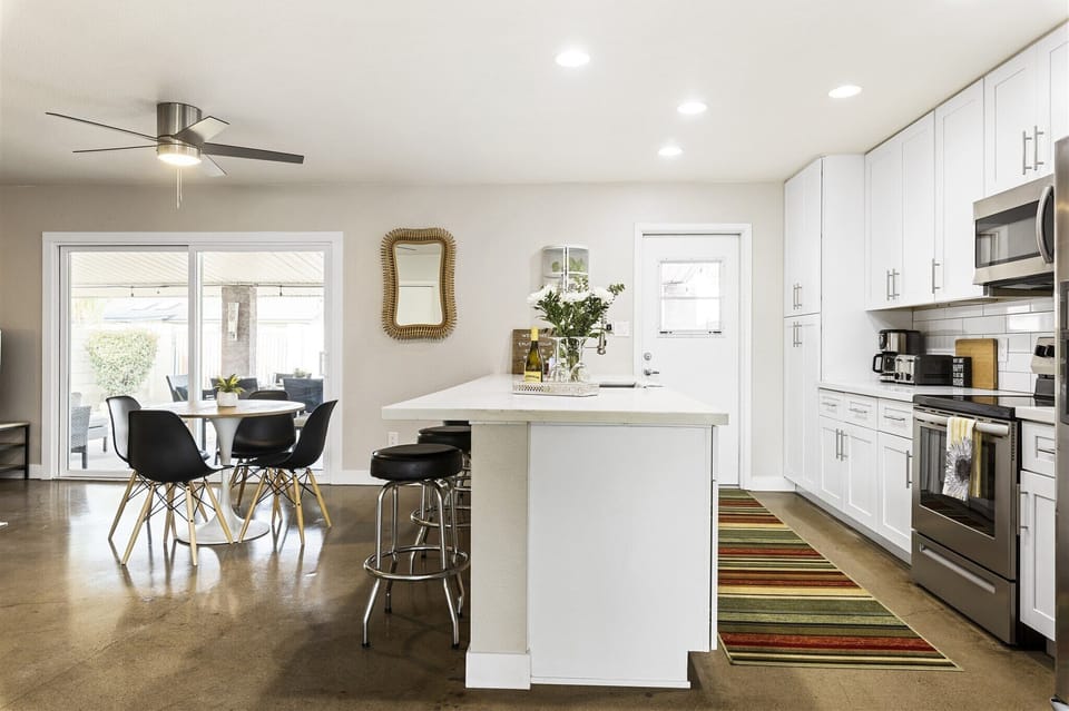 Natural light pours through