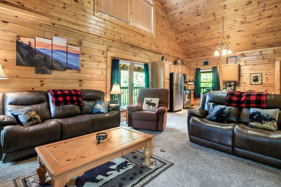 Two nice leather recliner couches and a rocker.  Provides lots of sitting space.