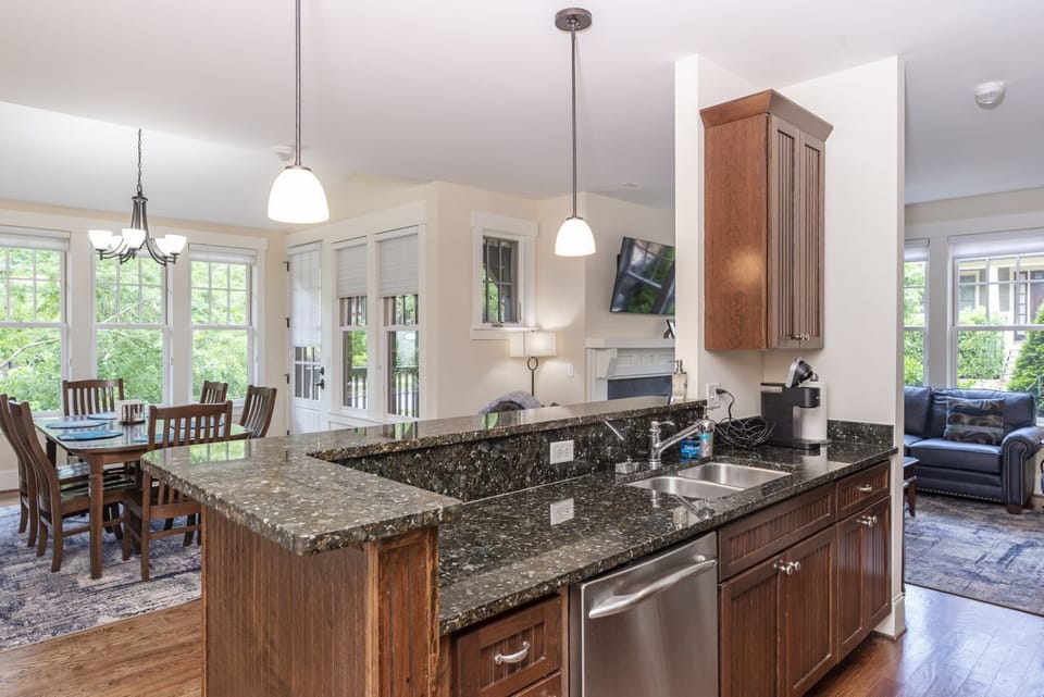 Kitchen with dishwasher and two coffeemakers (Standard Drip & Keurig).