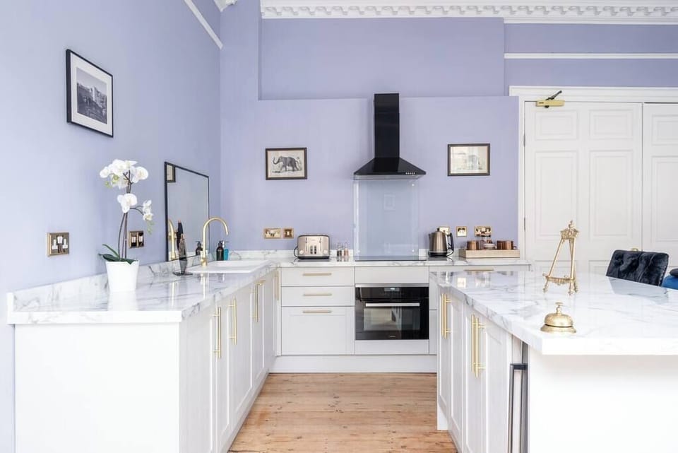 The modern kitchen has everything you’ll need for your stay, including hob, oven, fridge, freezer, dishwasher, kettle and toaster. 