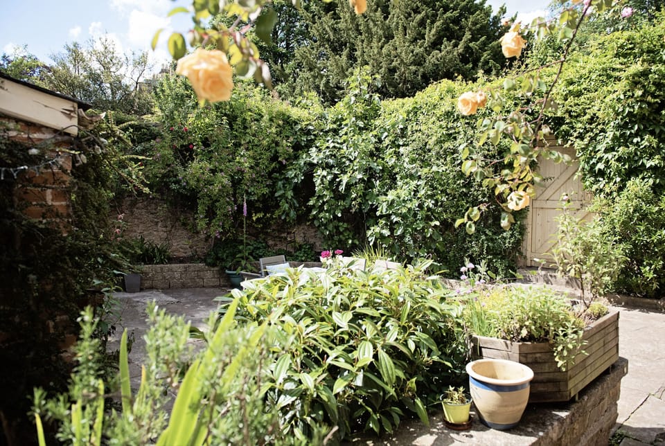West facing walled garden.