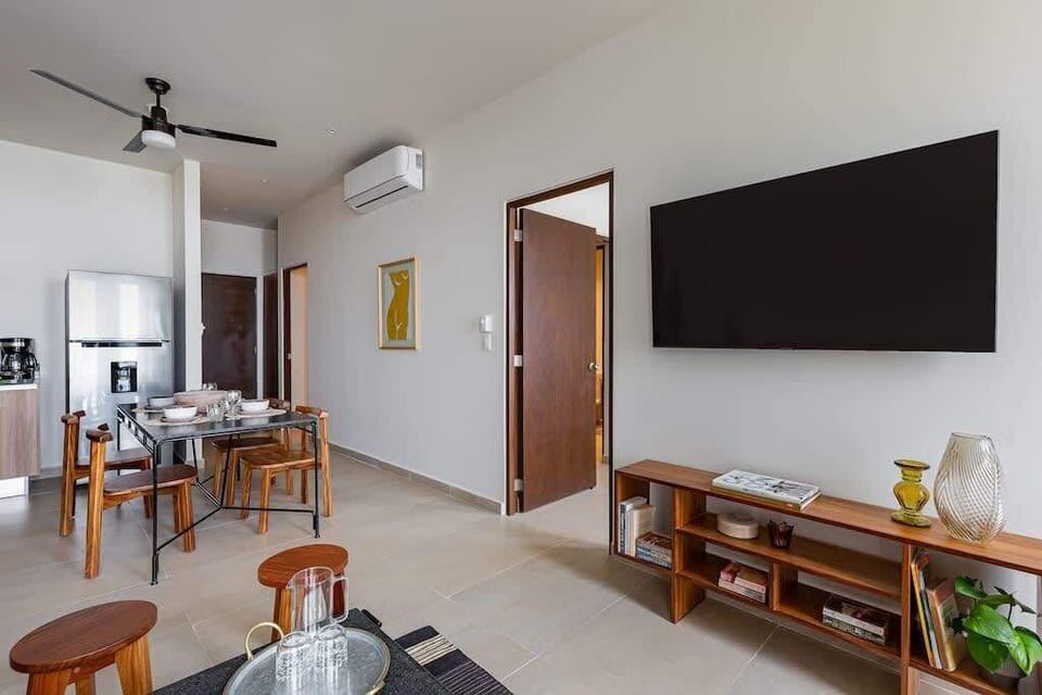 Living, dining and kitchen open-plan area