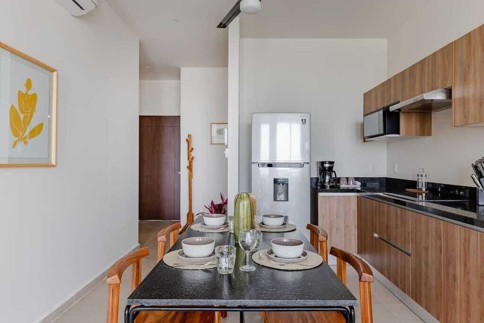 Dining room and kitchen. 