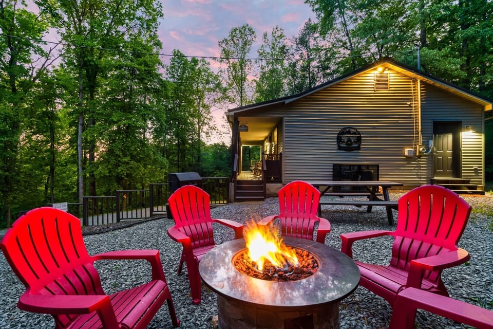 Enjoy the crisp mountain nights relaxing by the fire with friends and family