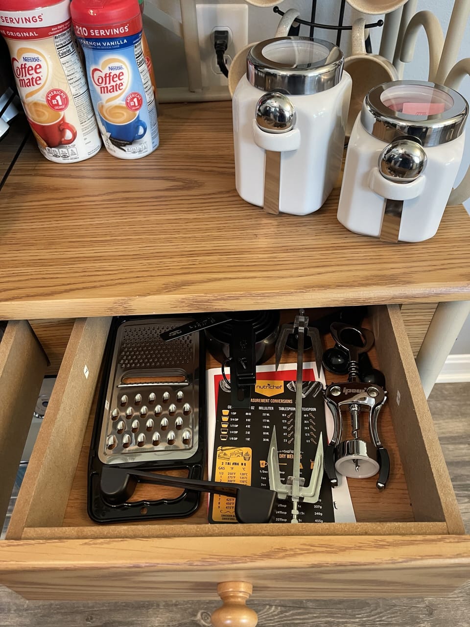 Graters and wine opener.