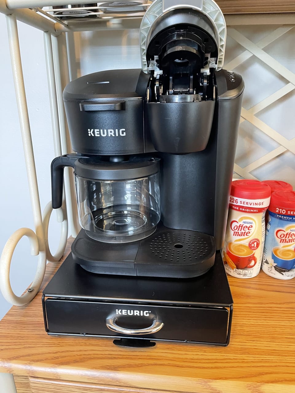 Keurig and drip coffee machine.