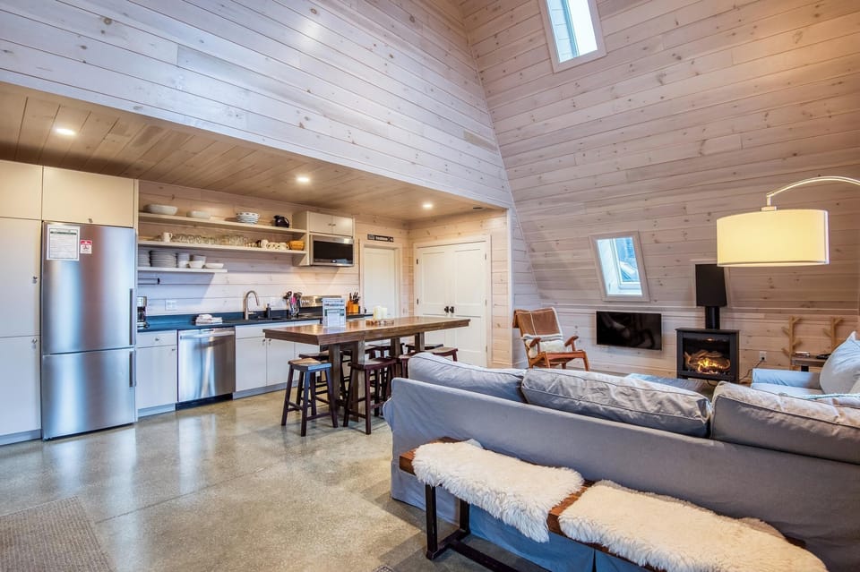 Open concept kitchen and living area