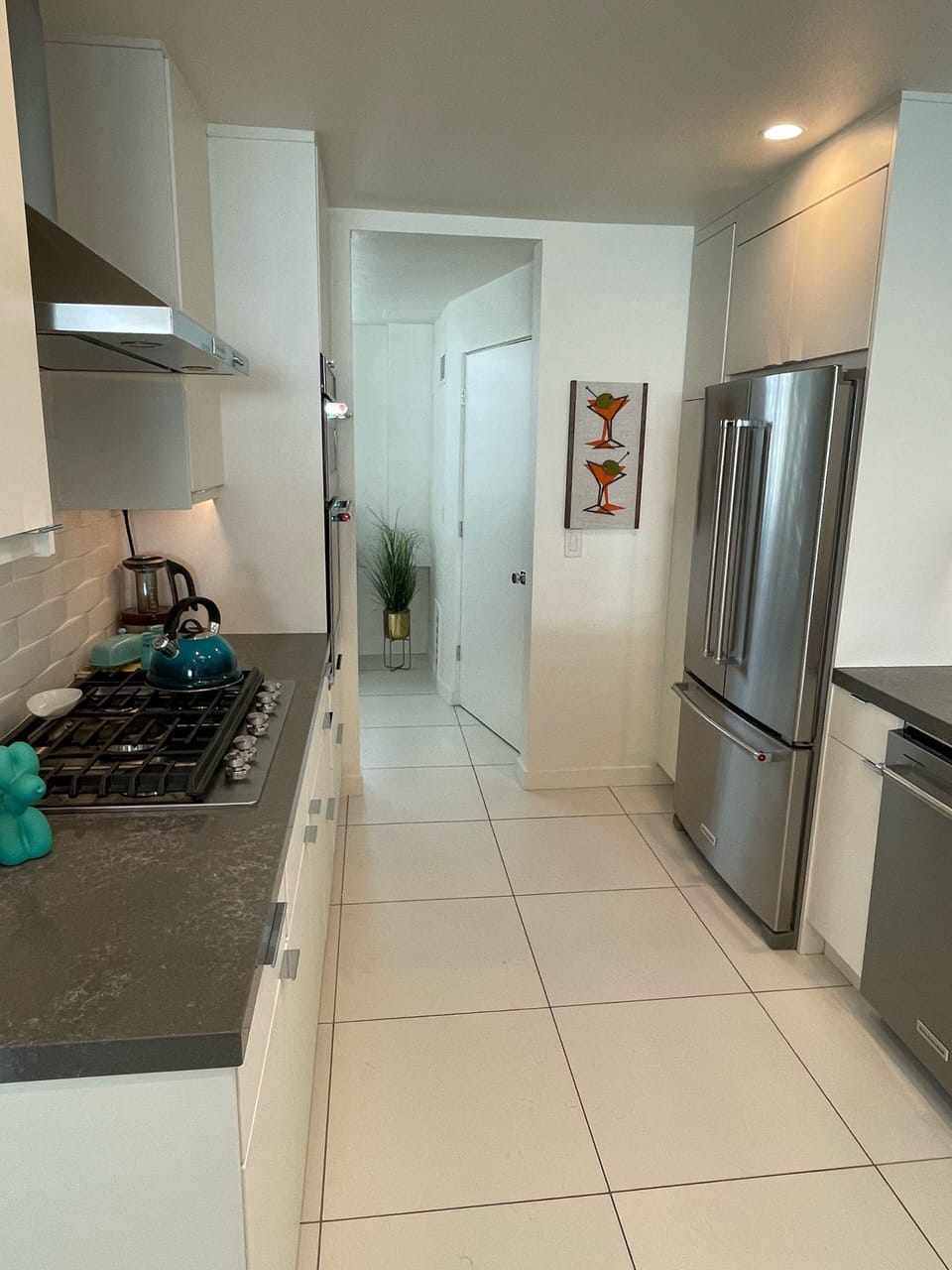 Kitchen looking into office area