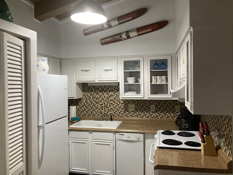 Cute, comfortable kitchen with everything needed for dining in