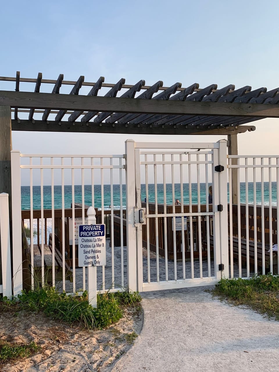 Our PRIVATE beach gated entrance! Enjoy the beach and relax!