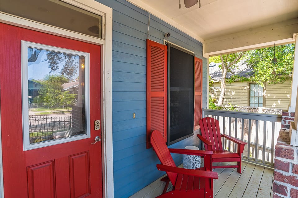 Enjoy the porch while watching Galveston go by.