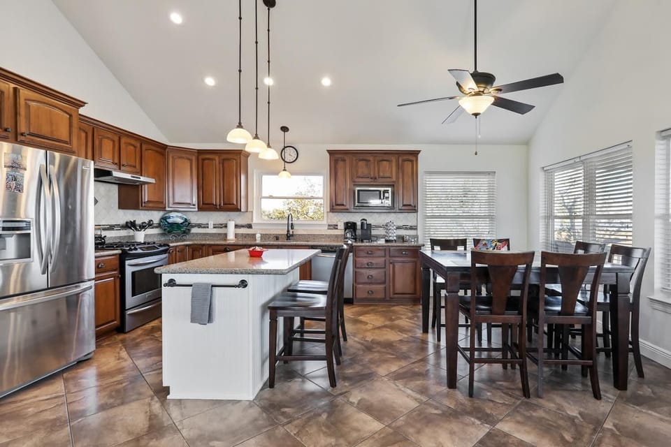 Kitchen and dining with seating for 8