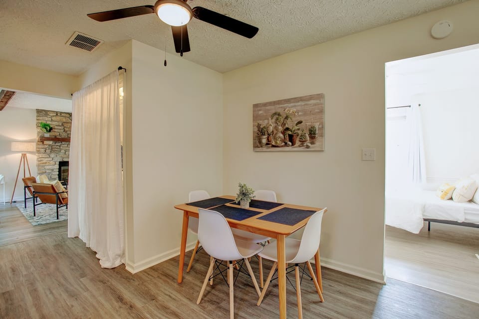 Breakfast nook in kitchen provides additional dining space