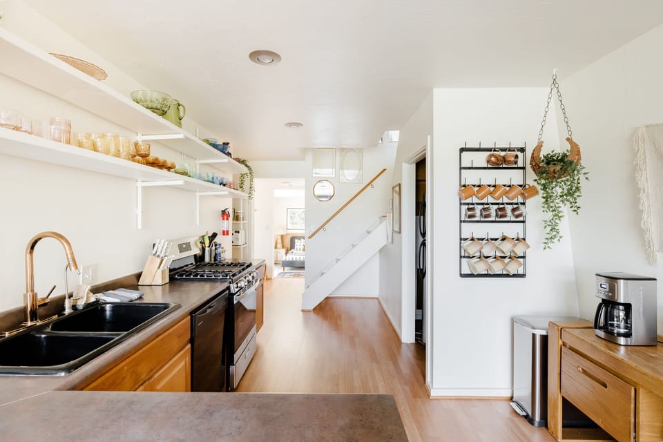 A well stocked kitchen will all of your baking/cooking needs.