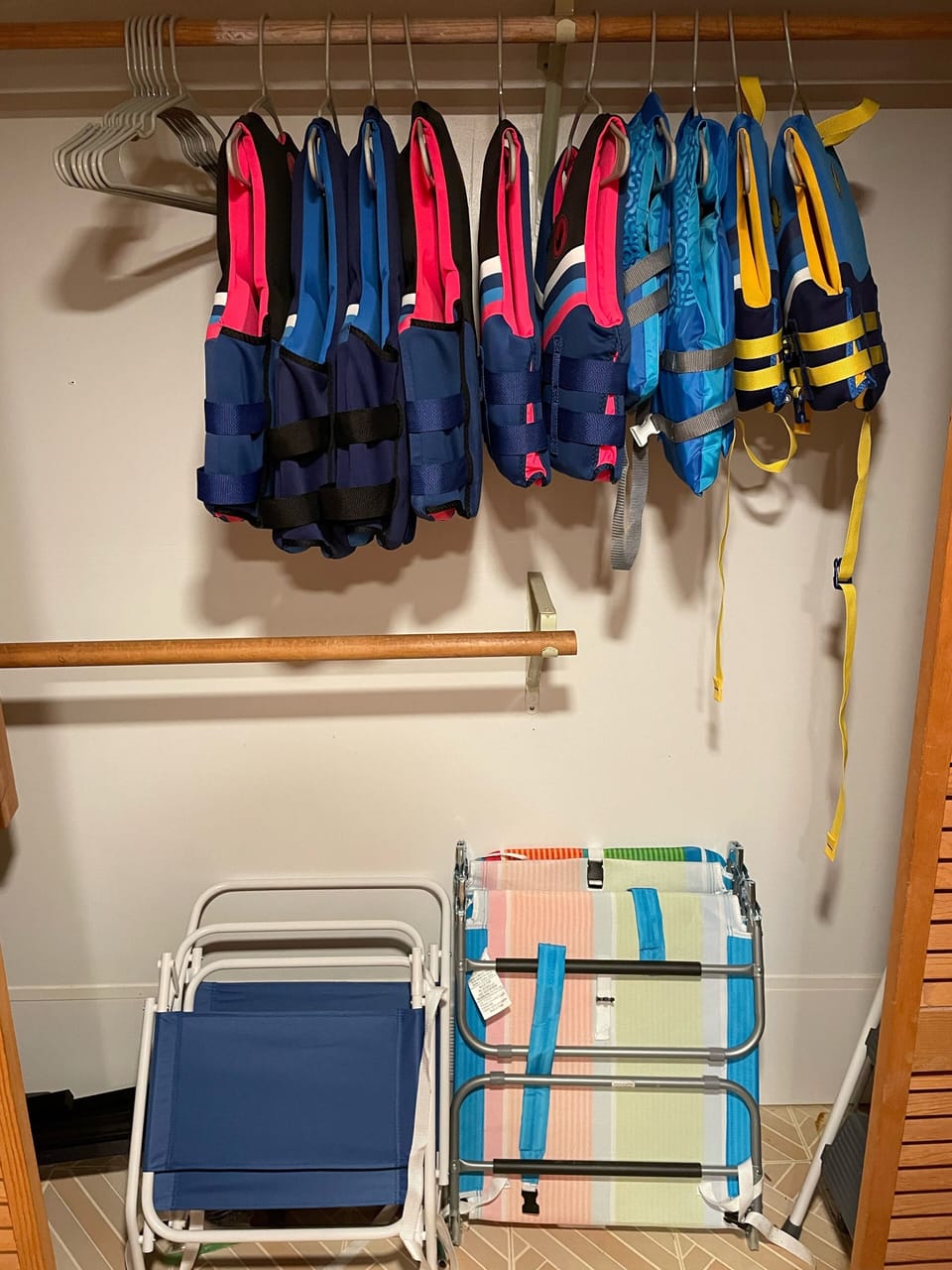 lake gear - life jackets (child, youth, and adult sizes) & beach chairs