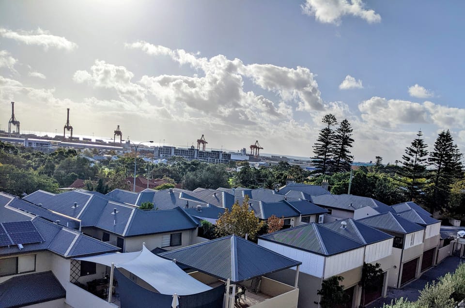 From balcony looking towards Fremantle Port (much closer than it appears)