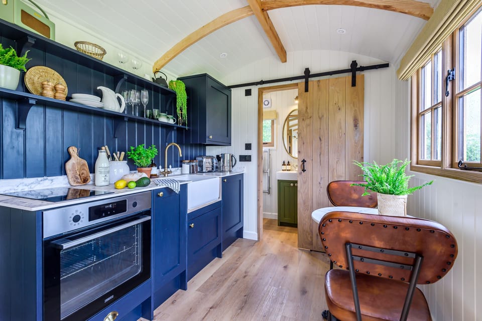 Shepherds hut with a bespoke well-equipped kitchen