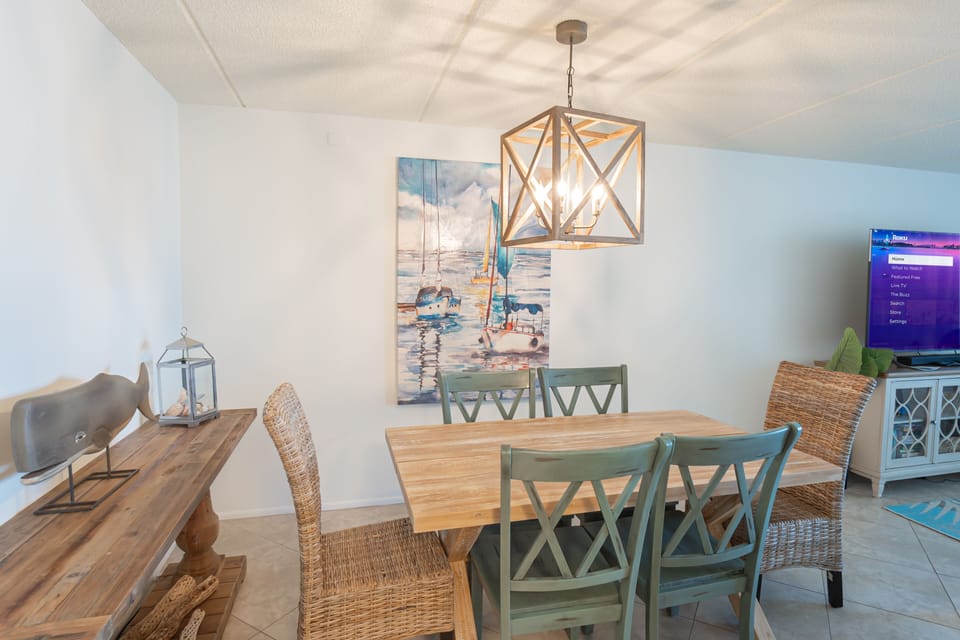Gather around the dining table with seating for 6