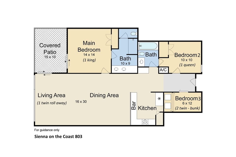 Floor plan with beds.