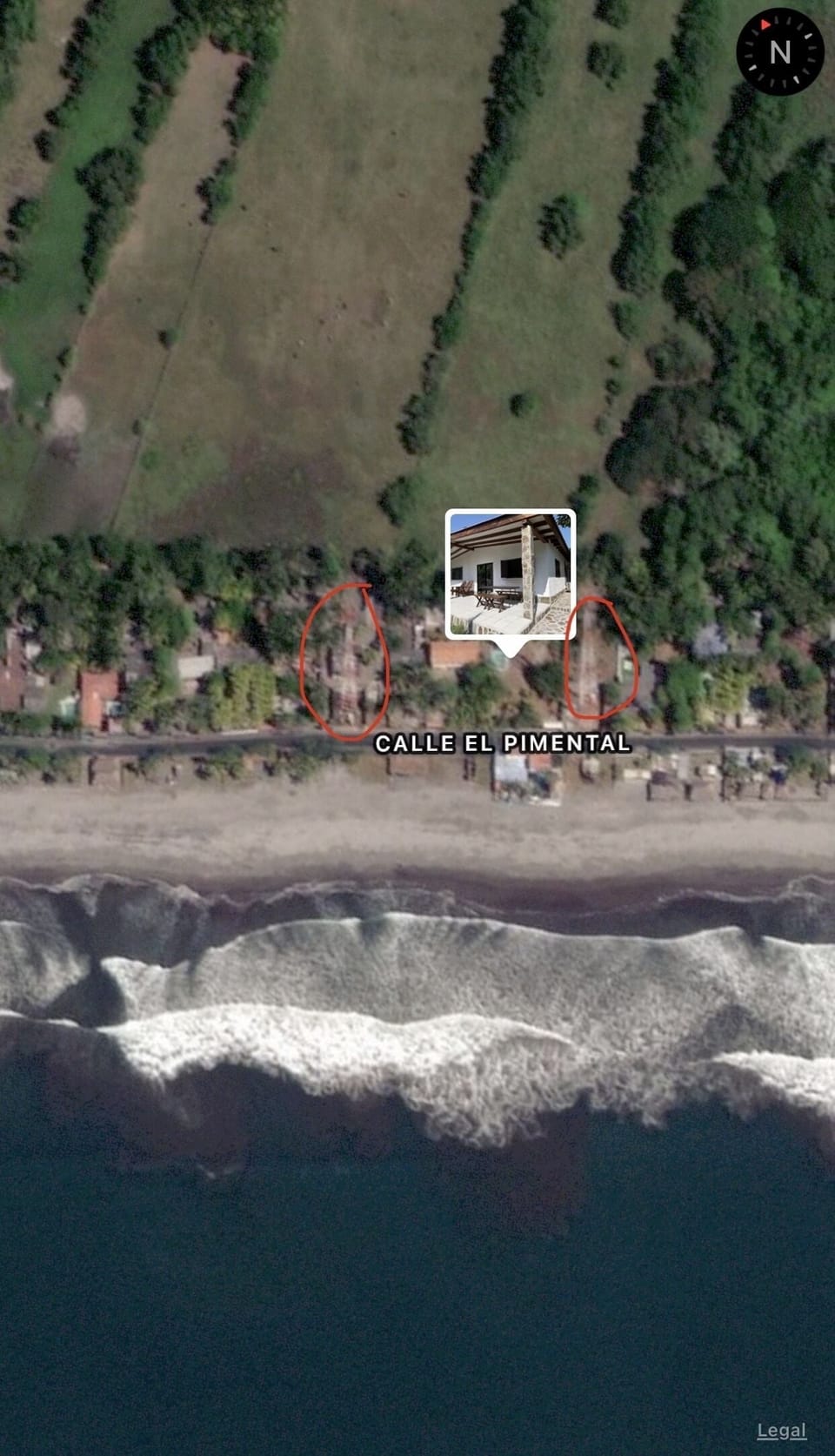 Property located in between the 2 large red antennas