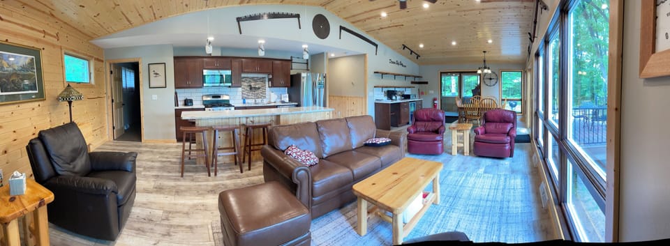 Our attempt at a panoramic photo -- looking into living room, kitchen area
