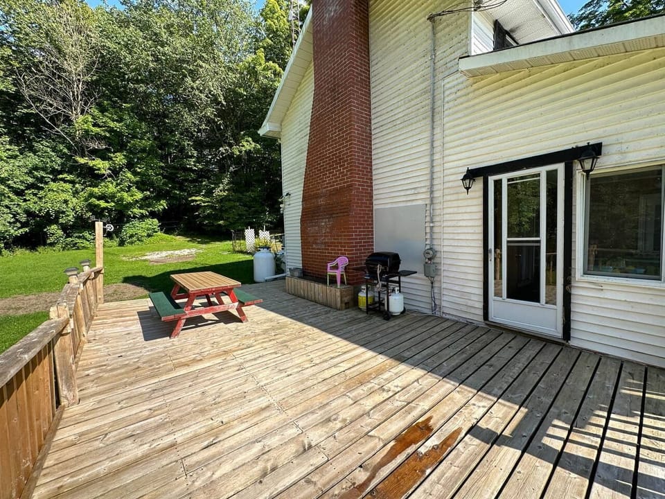 Back yard deck with BBQ