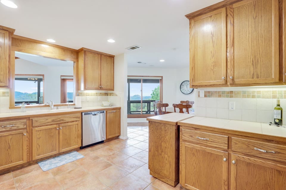 Alternate view of the kitchen looking into the dining room.
