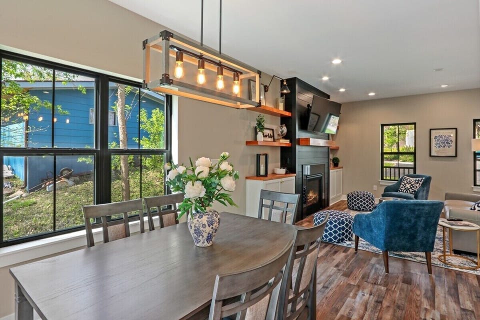 Dining open to living area and kitchen